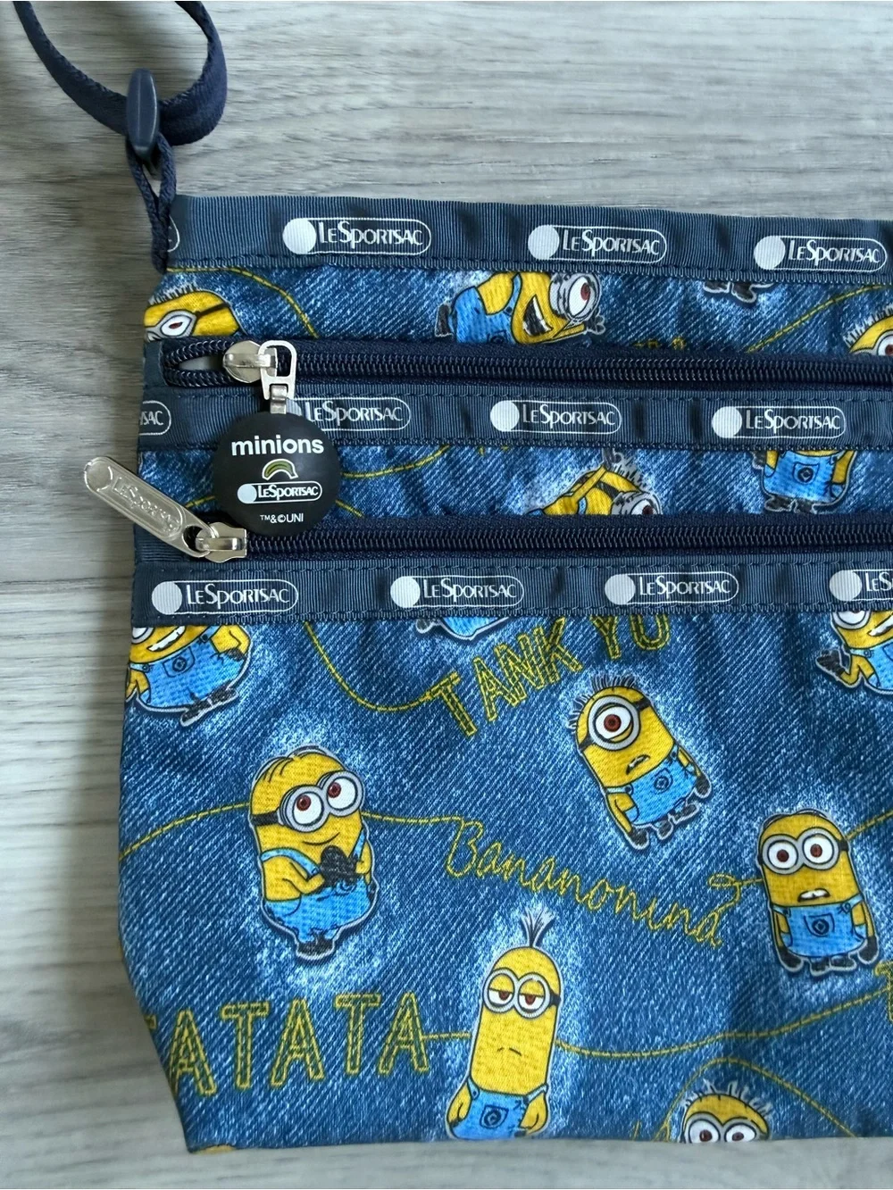 Lesportsac Blue & Yellow Minions Denim-Print Crossbody